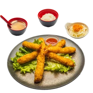 M28 - Soupe miso, salade, riz, et 8 tempuras de crevettes