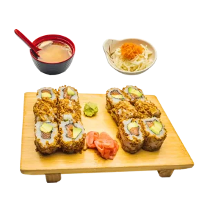 M40 - Soupe miso, salade et 12 oignon rolls saumon avocat
