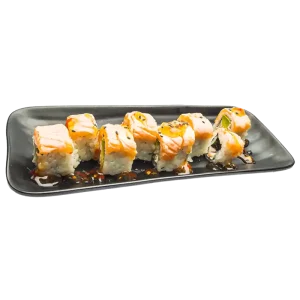 RS1 - Crevettes, avocat, cheese, saumon mi-cuit, sauce aigre douce